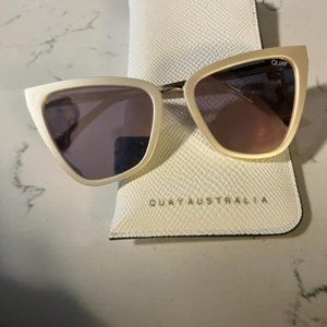 Quay Australia x JLo - Reina Pearl White Cat Eye Sunglasses